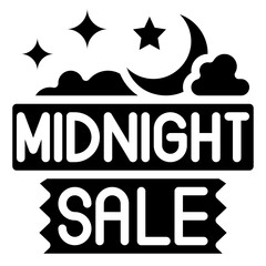 MIDNIGHT SALE glyph icon,linear,outline,graphic,illustration