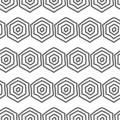 Vector. The texture of the contour hexagon. Grey and white geometric seamless pattern. Mosaic abstract background. Hexagonal repeating hand drawn geometric polygon texture.