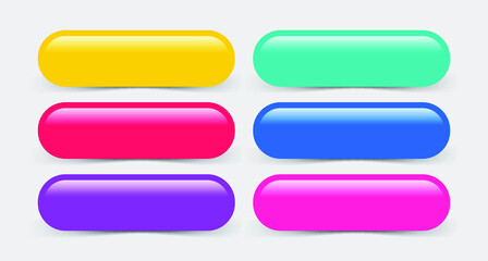 Web buttons with color gradient elements set