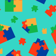  Pattern vector  puzzles houses.  Seamless background. Multi-colored house, constructor, puzzle. Building. The concept of architecture and construction. 