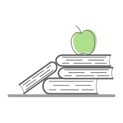 Stack of books with apple