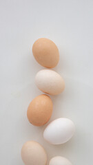 white and brown eggs on a white background