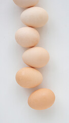 white and brown eggs on a white background