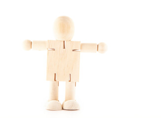 image of wooden mannequin white background 