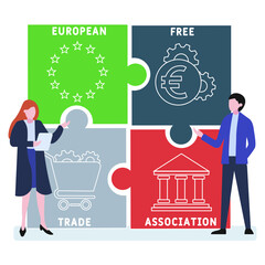 EFTA European Free Trade Association acronym. business concept background. vector illustration concept with keywords and icons. lettering illustration with icons for web banner, flyer, landing pag
