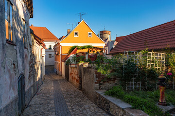 Street in the city of Tabor. South Bohemia