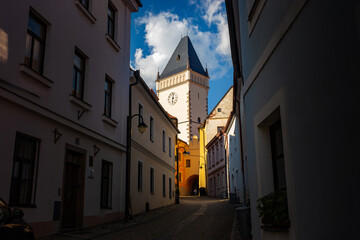 Street in the city of Tabor. South Bohemia