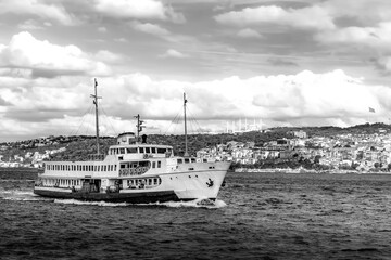 Fototapeta premium The ferry goes through the Bosphorus Strait. Istanbul, Turkey.