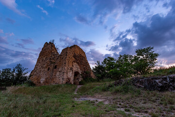 Ruins of a medieval fortress Tyrov. Central Bohemian region. Czechia.