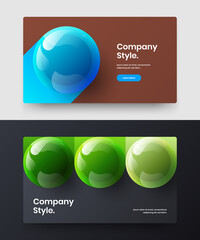 Obraz premium Isolated cover design vector layout bundle. Minimalistic 3D balls postcard illustration set.