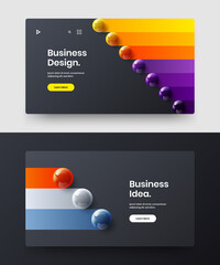 Amazing corporate brochure design vector template set. Isolated 3D spheres book cover concept bundle.
