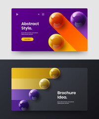 Abstract realistic spheres catalog cover layout set. Fresh corporate brochure design vector template bundle.