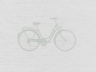 White brick wall with bicycles motif. 