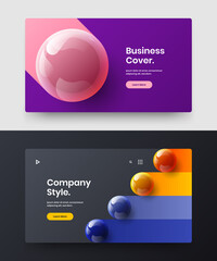 Isolated presentation design vector template composition. Colorful realistic balls brochure layout bundle.