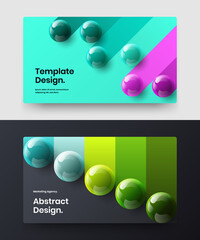 Amazing booklet design vector concept composition. Clean 3D spheres pamphlet layout collection.