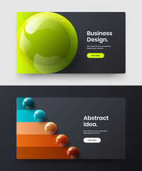 Modern realistic spheres banner concept bundle. Vivid company identity vector design template collection.