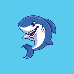 fun shark cartoon illustration vector