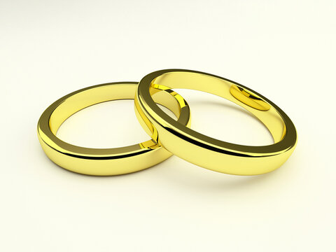 As alianças são um símbolo da união e do suporte mútuo entre o homem e a mulher no matrimônio - Ilustração 3D