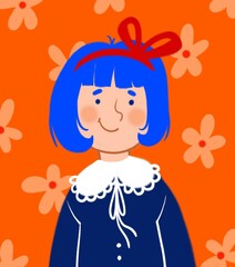cute girl with flowers