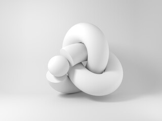 Sphere replacing missed sector of a torus knot, abstract 3d render