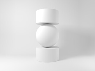 Sphere replacing missed sector of cylinder, abstract 3d rendering