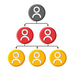 team chart, person icon in circles with connections. Vector illustration