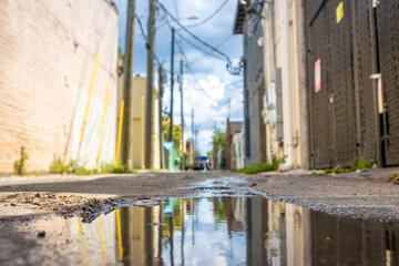 Puddle of water in back alley - Powered by Adobe