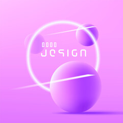 Neon circle and sphere dynamic abstract composition. Vector illustration