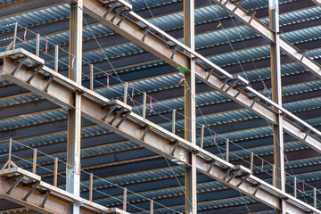 Steel beams skyscraper construction