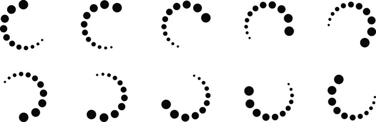 Loading icon set. Download or Upload the design. Buffer loader or preloader. Loading icon collection. Load icon vector isolated set. Load vector icon