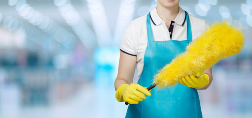 Concept of providing cleaning services for shops.