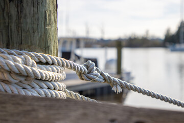 White rope on dock