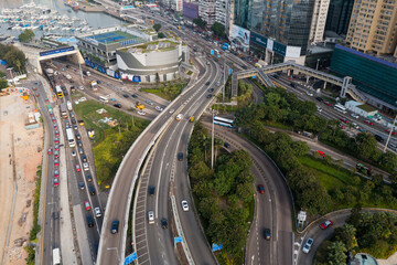 Causeway Bay, Hong Kong Top down view of Hong Kong city traffic