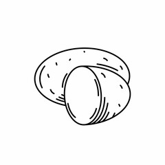 Potato vegetable vector icon black outline EPS 10. Potatoes flat illustration...Farm market product. Vegetarian food....Fresh healthy organic food....Crop concept for vegan. Isolated on white.