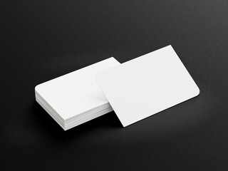 3D illustration. White business card on black background