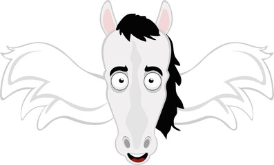 Vector illustration of the face of a pegazo or horse with wings