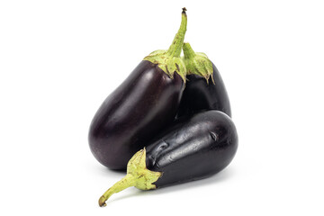 Eggplant isolated, two eggplants, three eggplants, no one, copy space, macro, studio lighting,...