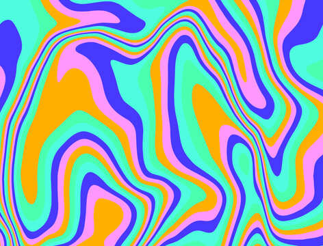 Abstract op-art trippy background with warped acid neon lines.