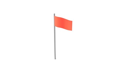 red flag isolated on white 3d representation