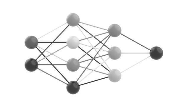 artificial neural network, 3d representation of a computer neuron system, can be used to represent machine learning, ai mind or network programming