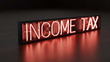 Red Neon Income Tax Sign