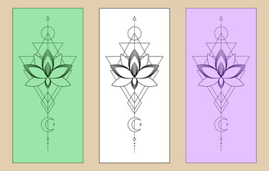Fashionable lotus flower on a pastel background. Light vector illustration. The logo is a lotus flower. Beautiful background for covers, postcards, invitations.