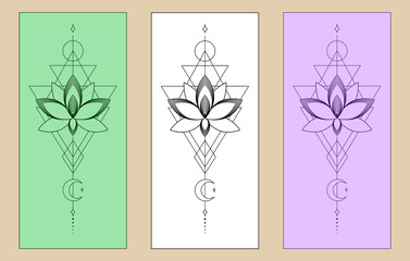 Fashionable lotus flower on a pastel background. Light vector illustration. The logo is a lotus flower. Beautiful background for covers, postcards, invitations.