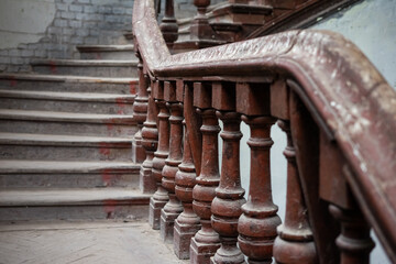 Wooden ancient vintage stairs 