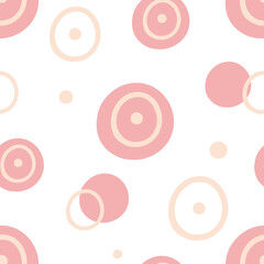Vector cute abstract seamless pattern with circles in pastel colors. Print for textile, nursery, wrapping paper, wallpaper
