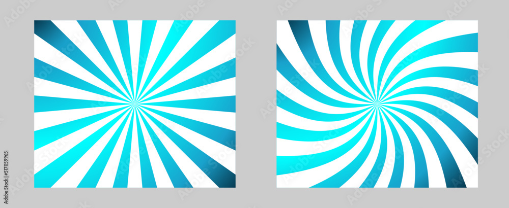 Poster solar explosion sun burst effect. blue green color burst set of 2 sun rays background. circus backgr