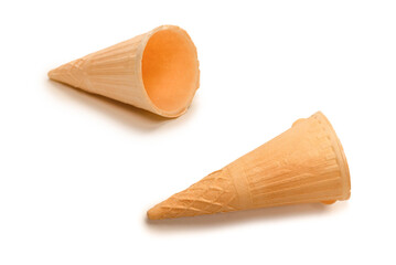 Waffle cone isolated on  white background.