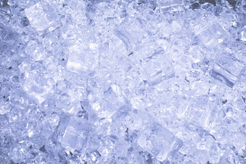 Fototapeta na wymiar Ice crystal cubes, space for text or design.