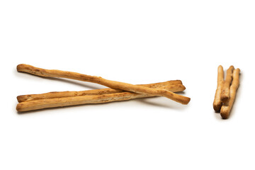 Bread sticks isolated on white background.