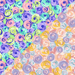 Seamless Vector Pattern with Abstract Watercolor Circular Strokes in Two Colorways